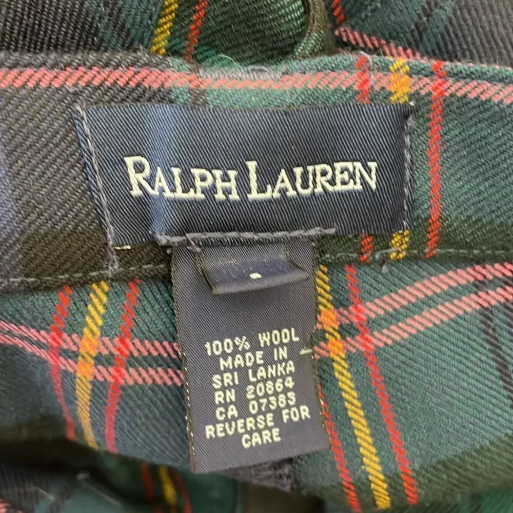 VINTAGE NEW WITH‎ TAGS RALPH LAUREN WIDE LEG PLAID PANTS IN 100% WOOL